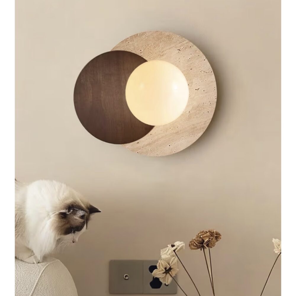 Aplique de pared alabastro madera